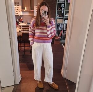 Abercrombie and Fitch white Straight Linen blend Pull On Pants